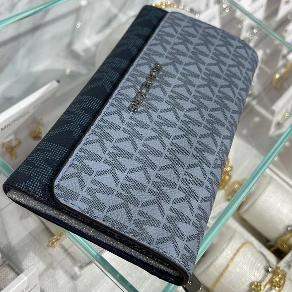 Michael Kors Jet Set Large Logo Trifold WalletAdmiral Multi NWT